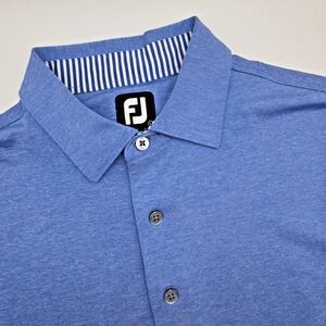 FootJoy Polo Shirt Men's Large FJ Golf Blue Marbled Performance‎ Wicking Active